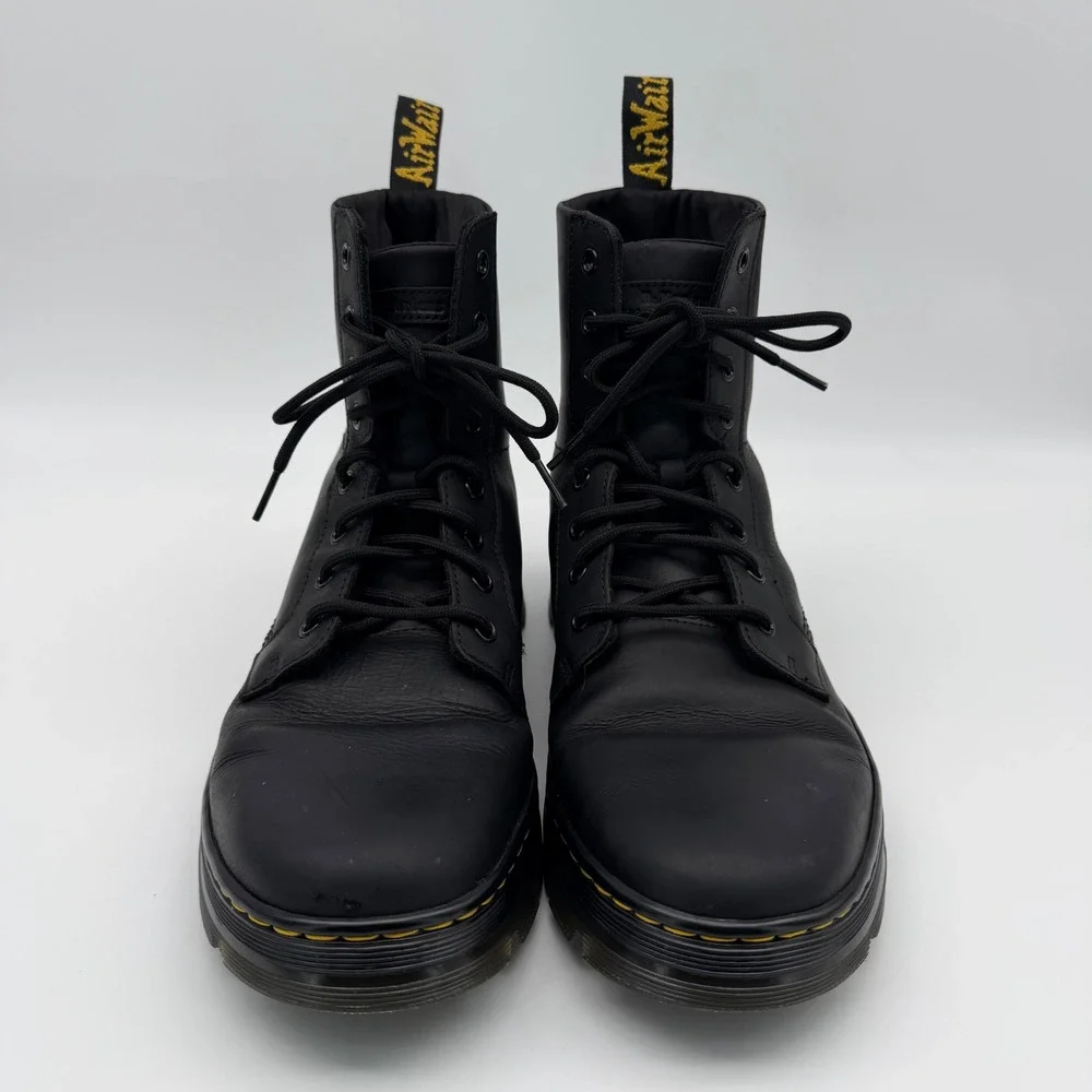 Dr Martens Combs Leather Combat Boots Mens 11 Womens 12 Black - NO INSOLES
